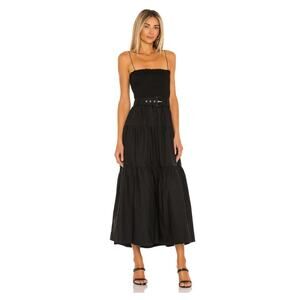 L'Academie The Nour Black Midi Dress Size Small